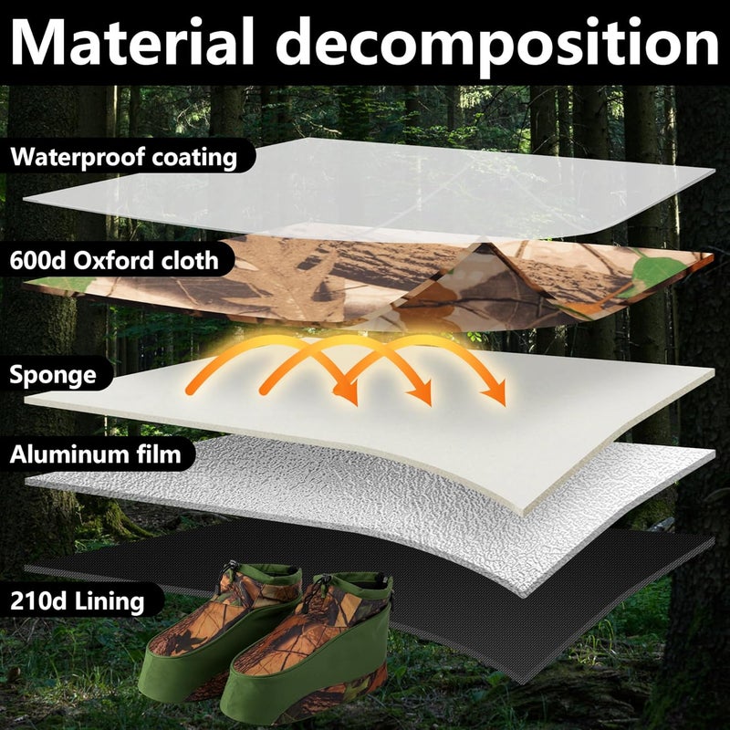 RunNico Waterproof Camo Boot Insulated Covers, 600D Hunting Non-Slip Boot Cover with Adjustable Drawstring, Cold Weather Boot Insulators for Men Women Hunting Camping Fishing Wildlife Photography(M,L) - Image 4